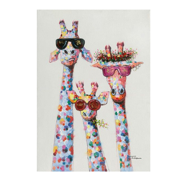 Funny Art Giraffes With Sunglasses Posters Black And White Animals Canvas Paintings
