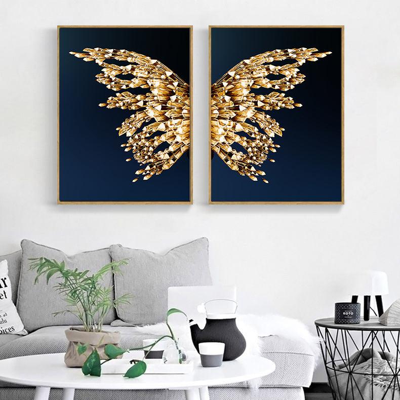 Golden Flutter: Diamond Butterfly Canvas Set
