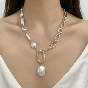 Ethereal Elegance Baroque Pearl Pendant Necklace