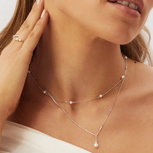 Women's S925 Sterling Silver Classic Pearl Necklace