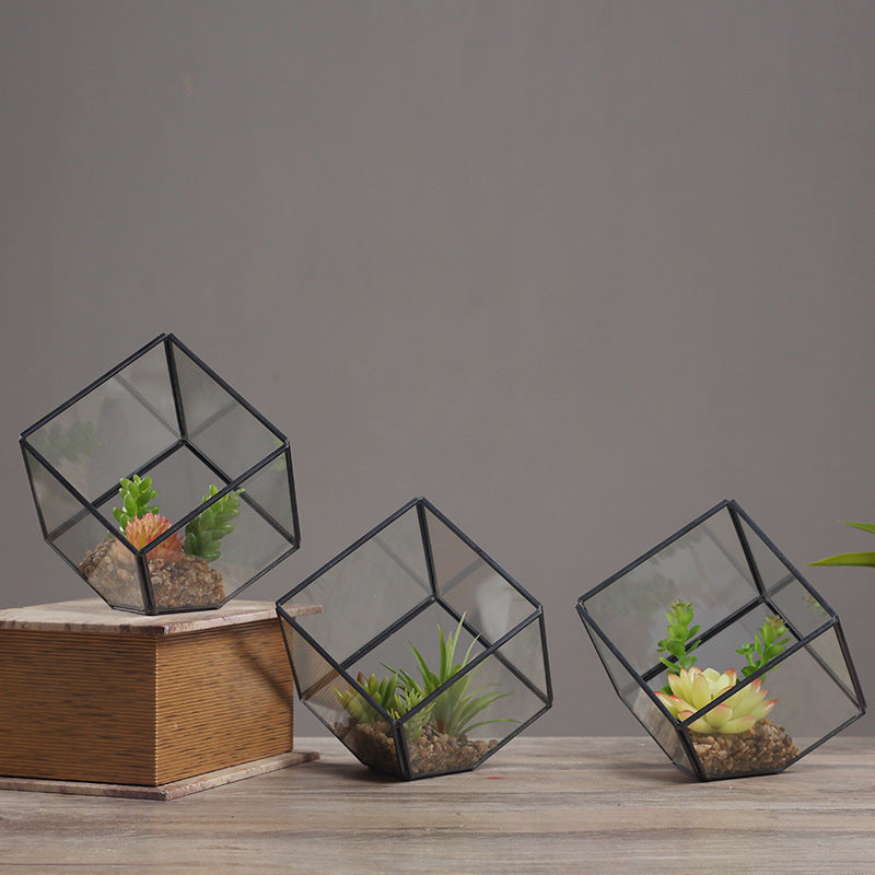 Oblique Square Small Glass Greenhouse