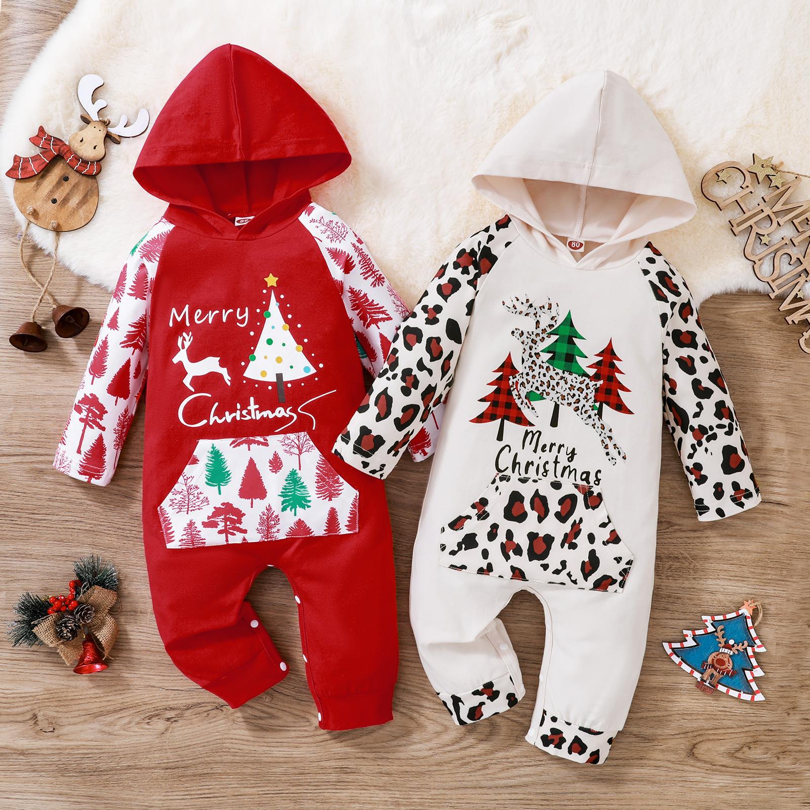 Children's Christmas Hooded One-piece