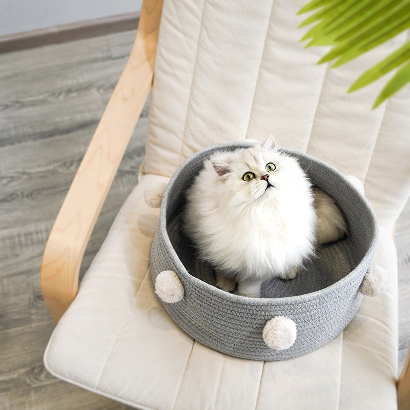 Cat bed fits in fine with your furniture