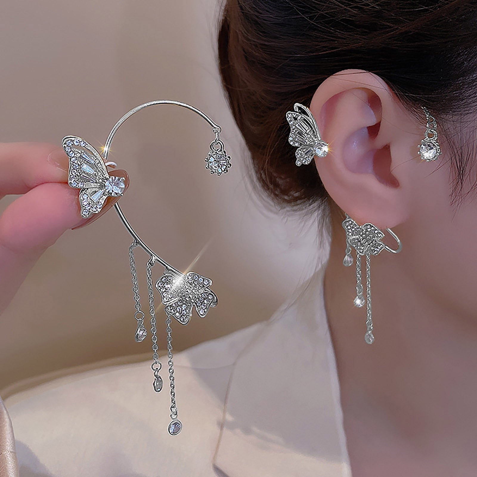 Diamond Flutter Elegance No-Pierce Earrings