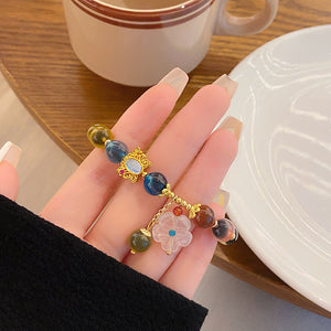 Colorful Candy Heart Agate Bead Flower Bracelet Light Luxury Minority Design Bracelet