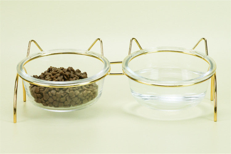 SparklingPaws GlassyFeast Cat Bowl Set