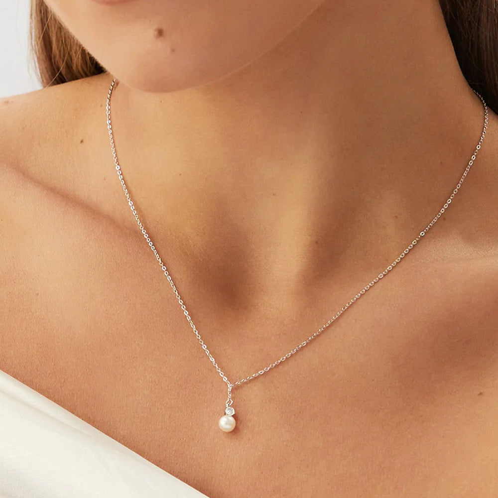 Radiant Elegance S925 Sterling Silver Pearl Harmony Necklace