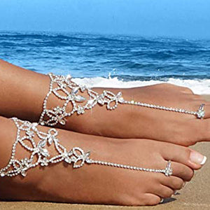 Sparkling Silver Flutter Ankle Chain