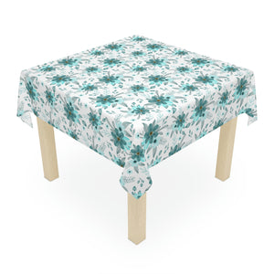 Blue flowers - White tablecloth