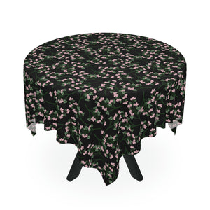 Pink flowers -Black tablecloth