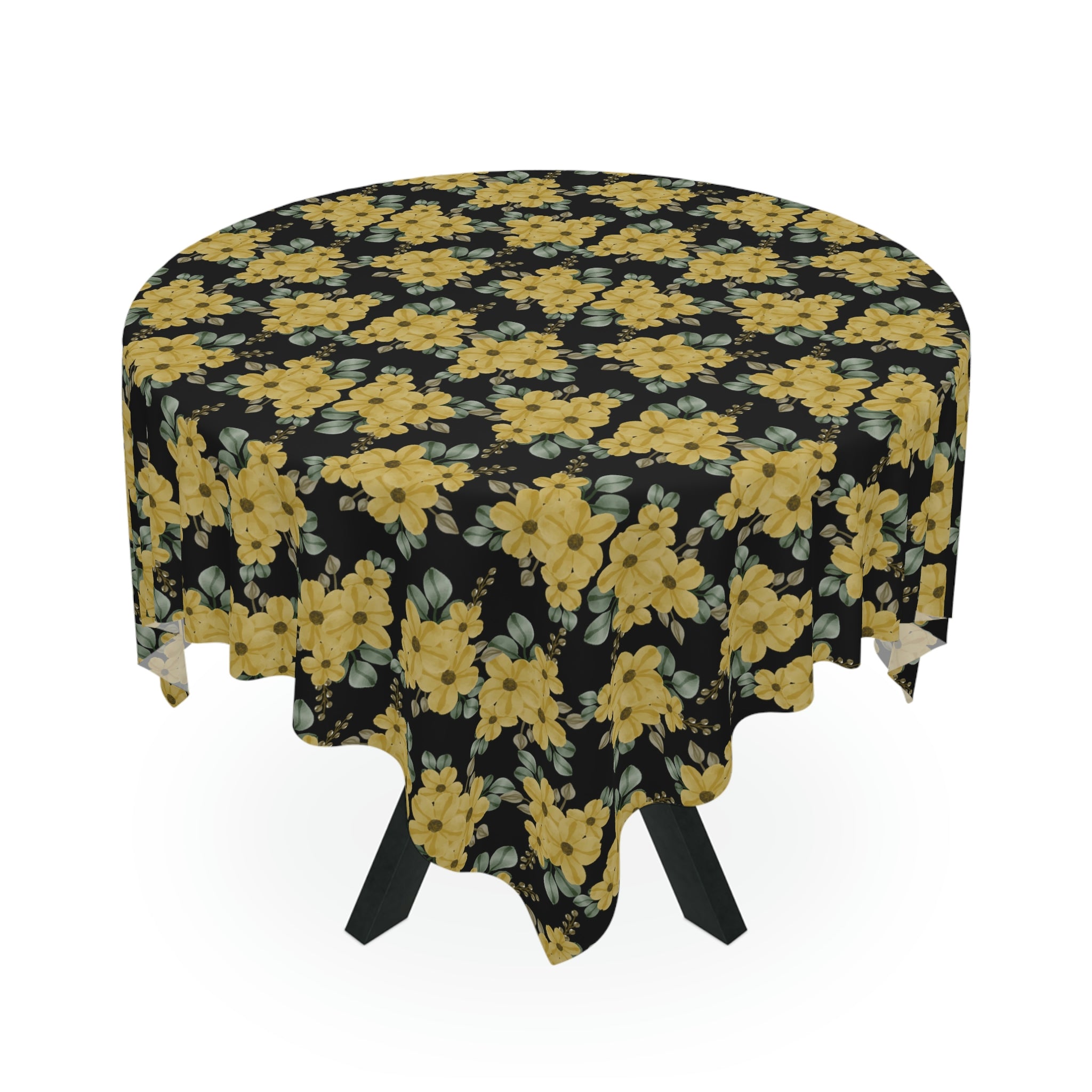 Yellow flowers - Black tablecloth