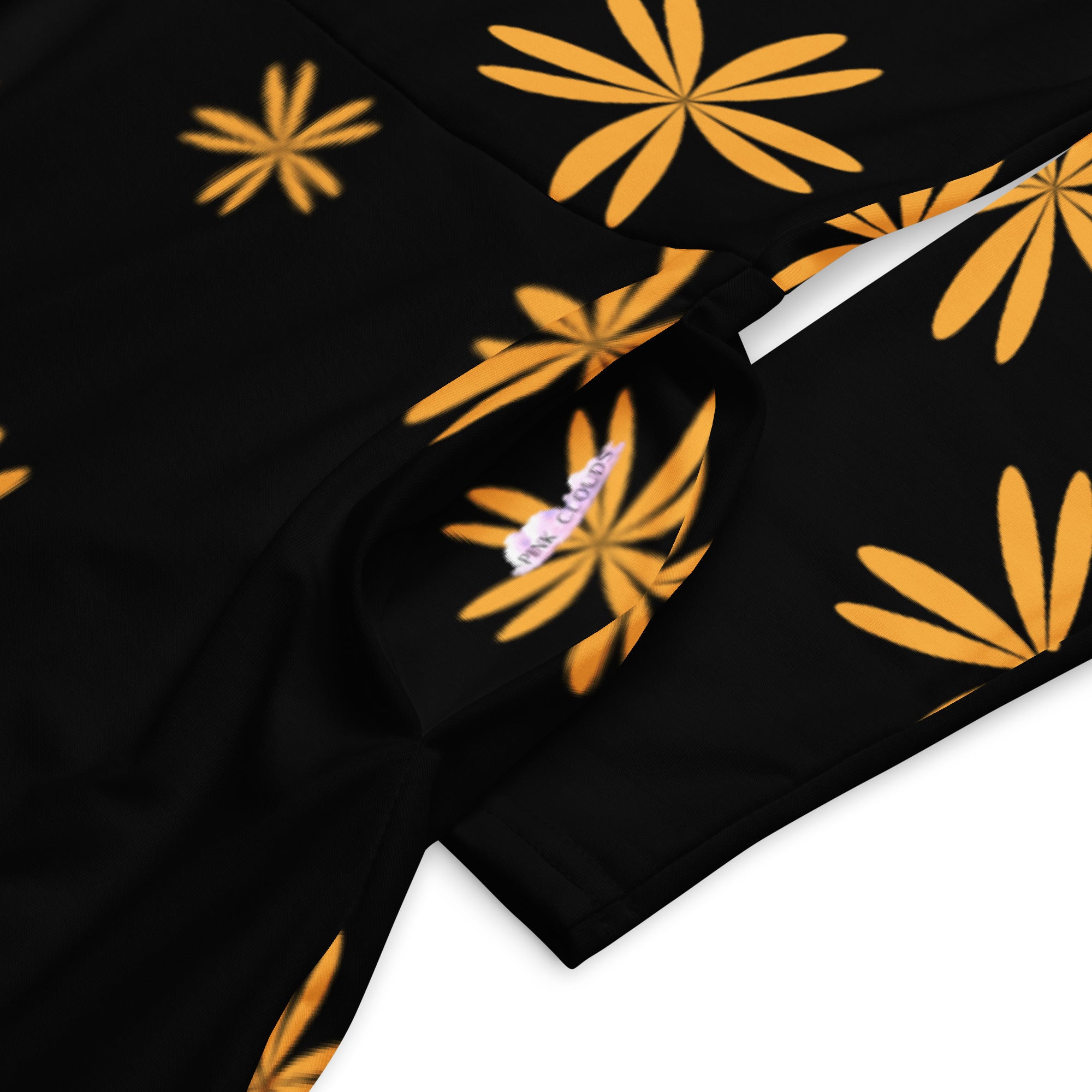 Golden Flowers - Long sleeve midi dress /black/