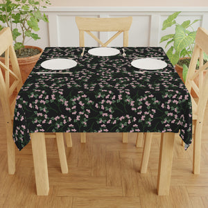 Pink flowers -Black tablecloth