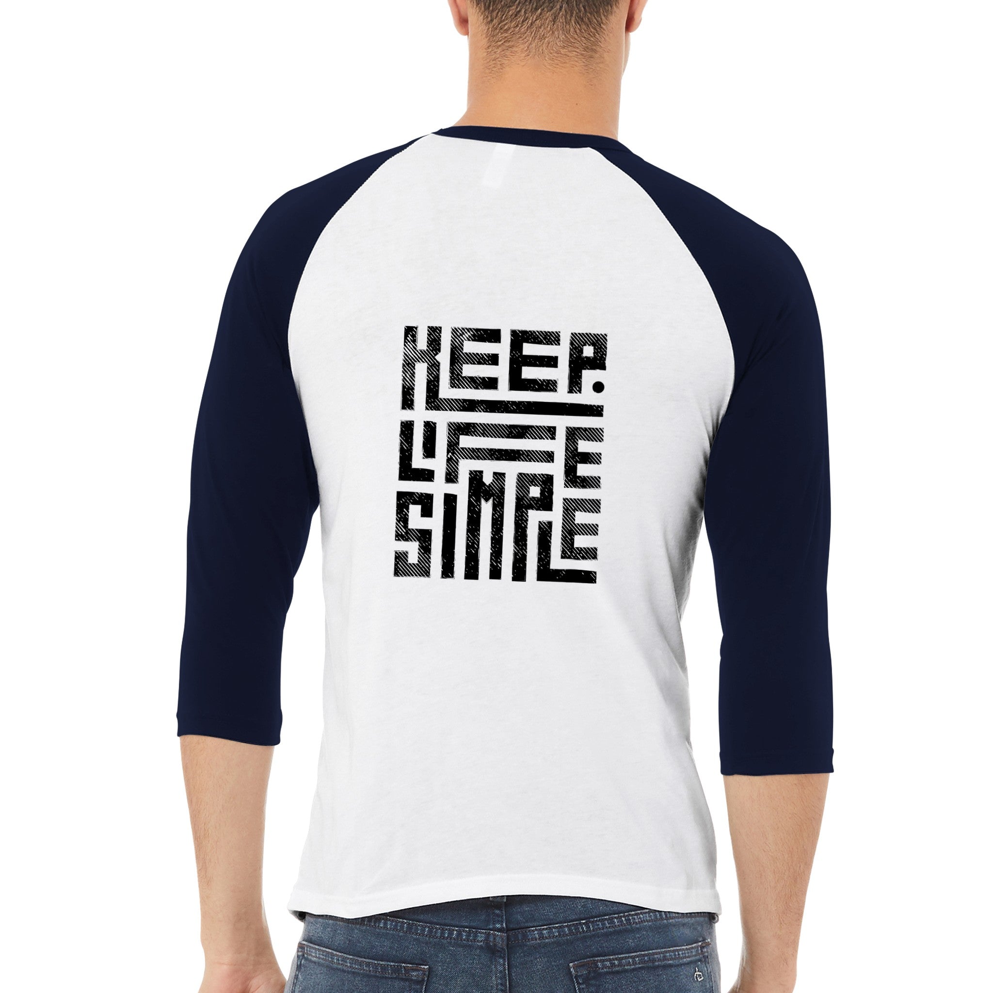 Keep Life Simple - Unisex 3/4 sleeve Raglan T-shirt by Pink Clouds